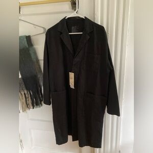 Muji Black Cotton Trench Long Coat